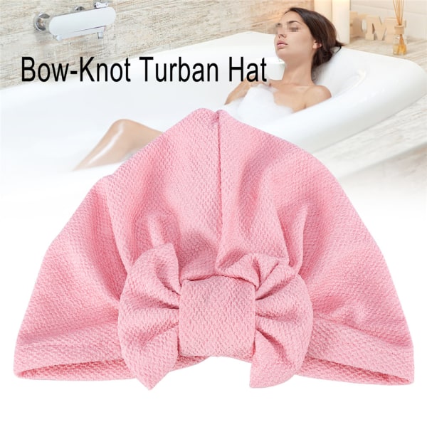Damemode turbanhat Bowknot Beanie varm bomuldshætte (pink)
