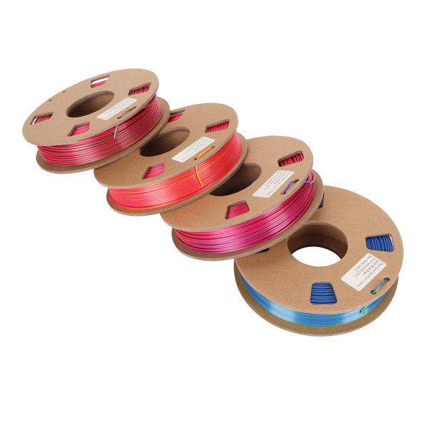 4 rullar siden dubbelfärgad filament PLA filament 1,75 mm Röd Guld Röd Grön Röd Blå Blå Grön 3D-skrivarfilamentpaket