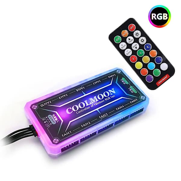 COOLMOON RGB Blæser Musik Controller PC Køling Kabinet Lydløs Blæser Hub Tilslutning