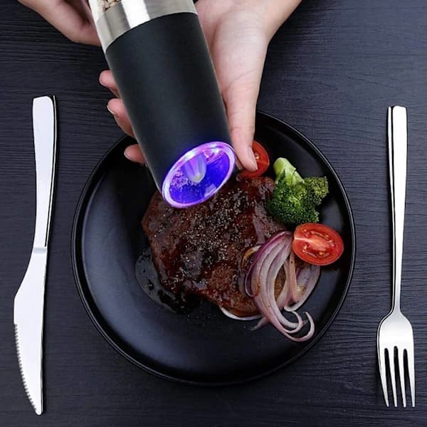 2 Elektriska Salt- och Pepparkvarnar Saltkvarn Kryddkvarn LED