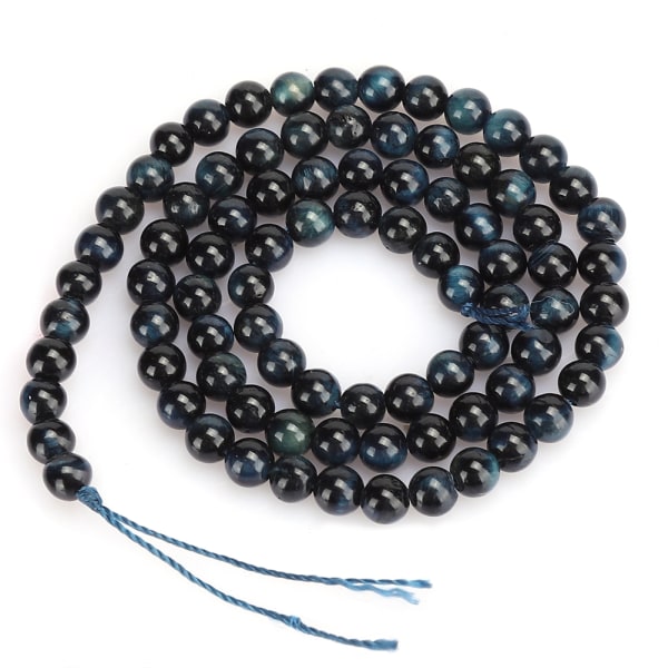 Naturstein blå svart tigerøye runde perler DIY smykker armbånd lage tilbehør4 mm 92 stk perler