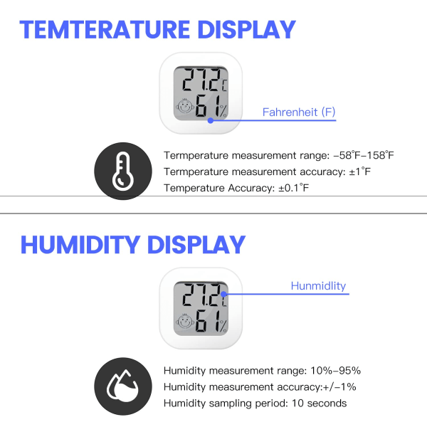Paris_Digital hygrometer, hygrometer, exakt RH-mätare temperaturövervakare för hem sovrum källare kontor växthus