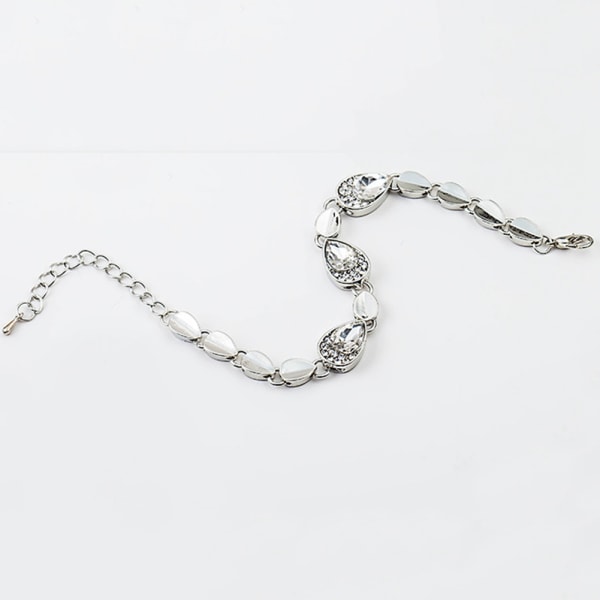 Mote enkle smykker legering rhinestone dekorasjon kvinnelig armbånd for bryllupsgave (hvit)