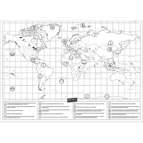 Skrabbar Verdenskort / Scratch Map / Verdenskort - 42 x 30 cm Sort