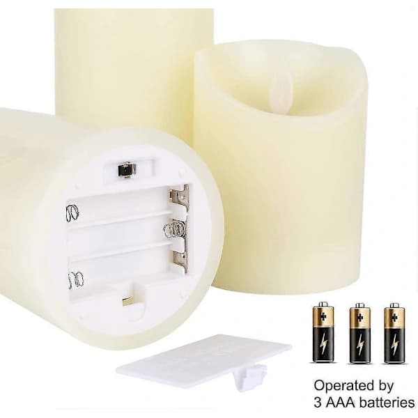 Flameless LED Candles, 3 Piece Candles, Warm White & Multicolor, Battery Remote Control