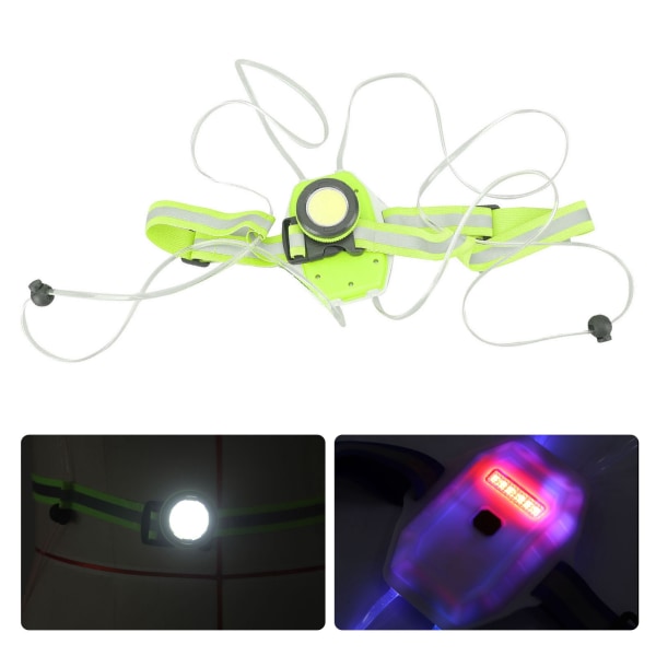 Bärbart nattljus USB laddning Vattentät varningsväst för utomhuscykling Löpning Inbyggd batterigrön