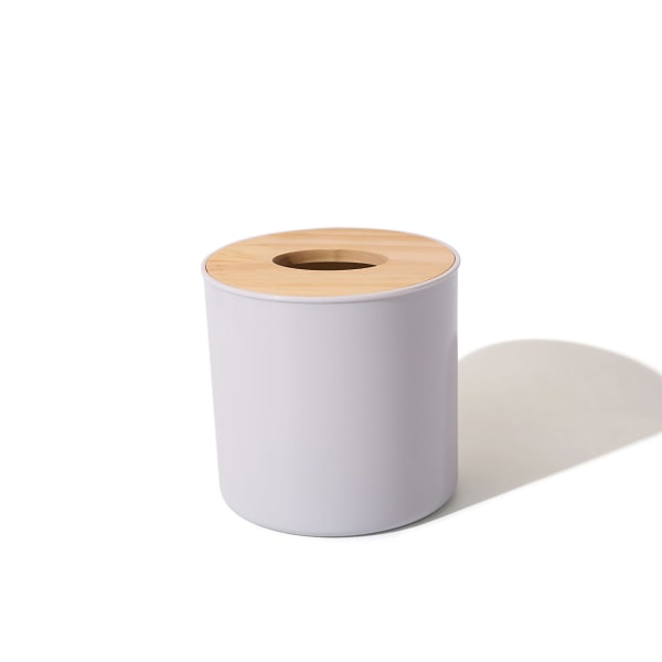 Tissue Box Holder Indre Spenne Design Hjem Soverom Stue Tissue Dispenser med Oppbevaringsboks Rund Hvit