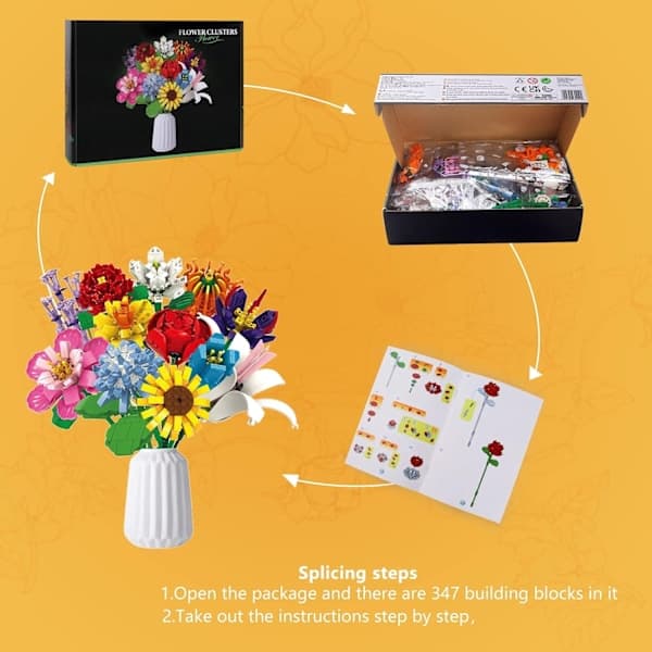 12 sorters blommor Botanisk samling, byggstenar Blomsterleksaker Kreativ