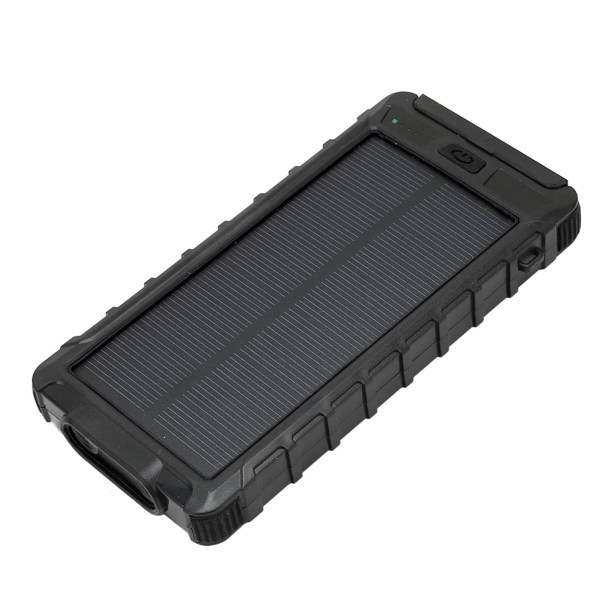 Bærbar solcelleoplader 20000mAh solenergibank med kompas og LED lommelygte til udendørs sort