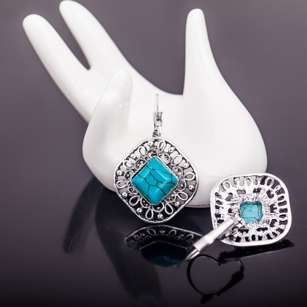 Diamant turkis kraveben kæde halskæde øreringe armbånd sæt smykker sæt gave