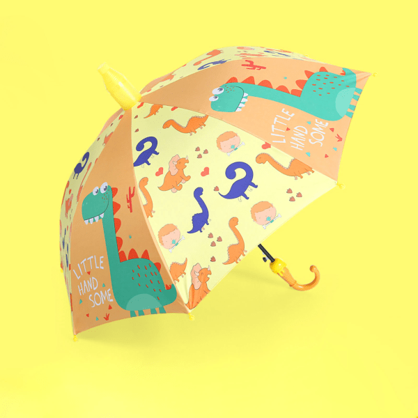 Sarjakuva pitkävartinen sateenvarjo täysautomaattiset söpöt kuviot kaksikäyttöiset söpöt lasten sateenvarjo lapsille päiväkodin dinosaurusmaailma