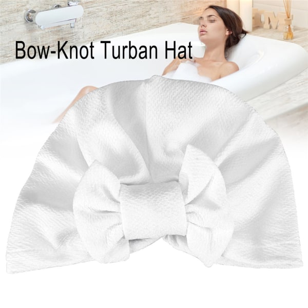Damemode turbanhat Bowknot Beanie varm bomuldshætte (hvid)