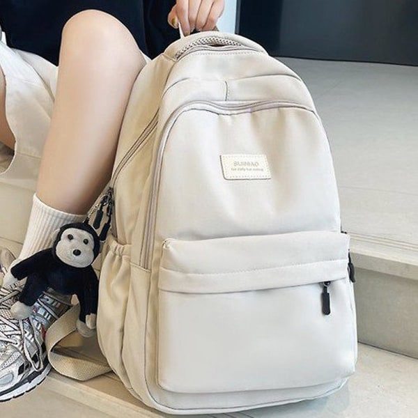 Kvinnors Ryggsäck Enfärgad Kvinnlig Multi-fick Casual Kvinna Resväska Hög Kvalitet Skolväska för Tonårstjej Boka Ryggsäck Svart Endast Väska Black Only bag