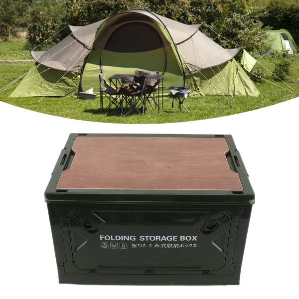Kokoontaitettava retkeilysäilytyslaatikko hihnapyörä Design Vedenpitävä 5 sivua avautuva Camping kokoontaitettava säilytysastia autolle ulkovihreälle