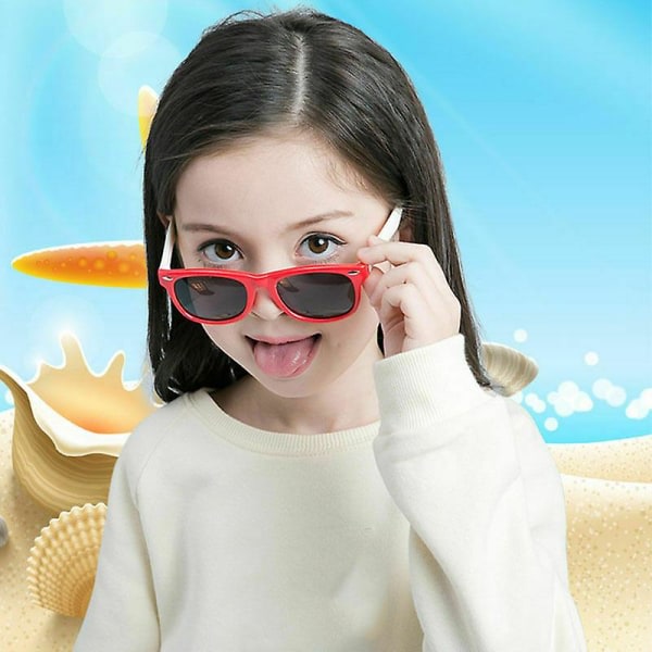 Boolavard barn polariserade solglasögon gummi flexibla nyanser för flickor Pojkar ålder 3-10 (svart)