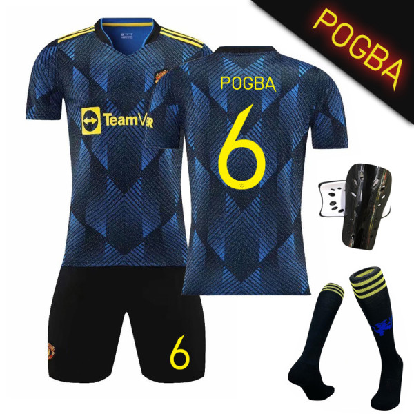 21-22 Nya Champions League version två borta C Ronaldo tröja nr 10 Rashford mörkblå nr 6 Pogba gult nummer size 7 socks XS#