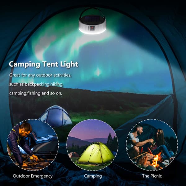 LED Camping Lykt Oppladbar Bærbar IPX4 Vanntett 4 Moduser（PA）