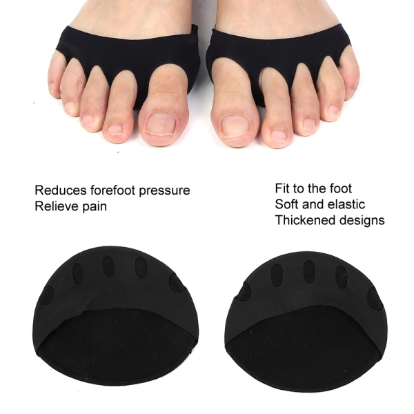 2 par højhælede sko åndbar forfodspude Stress smertelindring forfodsplaster (sort)