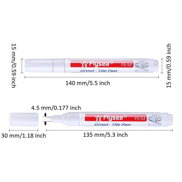 3 st fogpennor för kakelfogar, fogpenna för väggfogar, designad för att återställa kakelfogar i badrum, kök, veranda Vit White