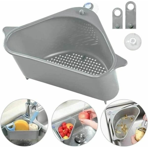 2-pack - Diskbänkssil / Sköljkorg - Skölj frukt & grönsaker grå Grey