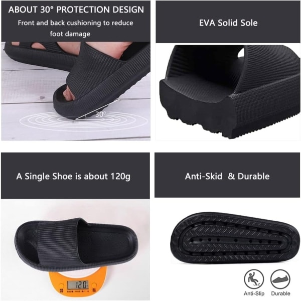 Dame Tykke Platform Sky Slippers Sort 36-37_paris svart 36-37
