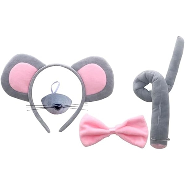 Rotta-asu Hiusnauha Eläinten Korvat Hiusnauha Korvat Hiusnauha Hiiri Korvat Hiukset Rusetti Juhla Dekoratiivinen Hiusnauha Hiiri Cosplay Hiusnauha Naiset Pääpanta