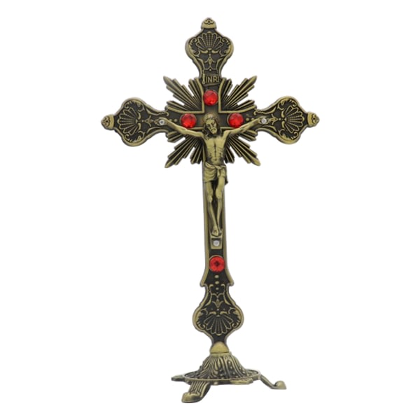 Metall vintage for korsfigur Jesus korsfäst kristen katolsk konststaty null - 6