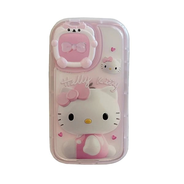 Sanrios Kawaii 3d Hello Kittys Iphone12 11promax Söt tegnet telefondeksel Iphone13 telefondeksel Sminkspegel Födelsedagspresent XsMax