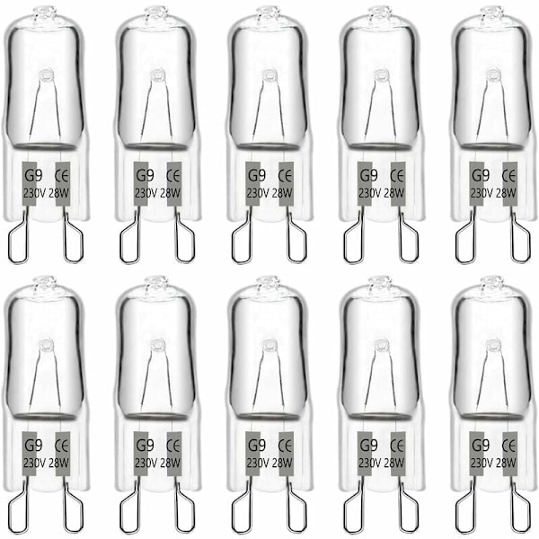 G9 halogenpære 28W 230V, 370LM 2700K varm hvit dimbar, G9 kapselpærer, for lysekroner, landskapslys, vegglamper, skapbelysning, pakke o