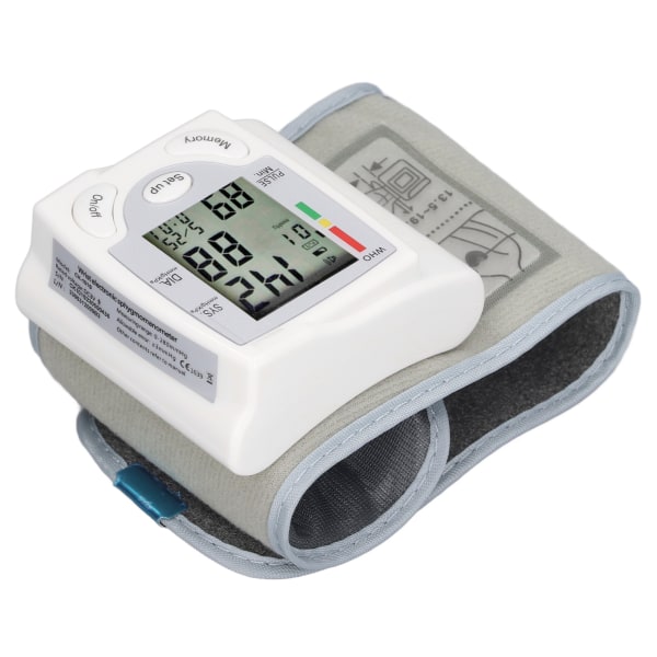 Handledsblodtrycksmätare Justerbar manschett Stor LCD-skärm Digital blodtrycksmätare för hemresor