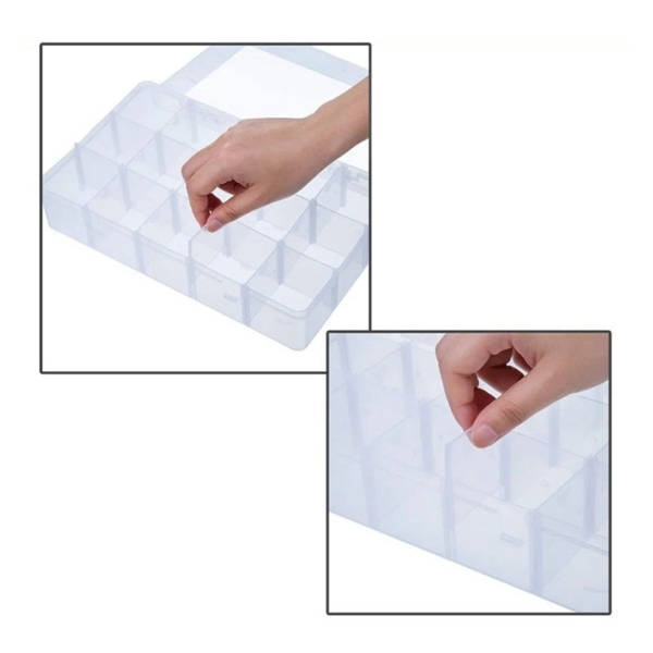 15 Grids Plast Organizer Box Fortykning Avtakbar Synlig Perle Organizer Container med lokk