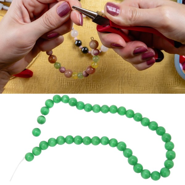 10 mm smykker gjør-det-selv-steinperler Delikat halskjede Armbånd Håndverk Lage perler til smykkebutikkMørkegrønn