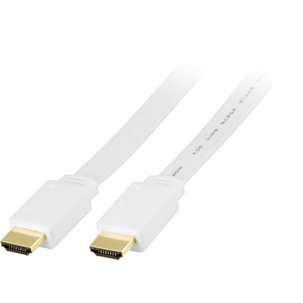 Flat HDMI-kabel, HDMI High Speed m/ Ethernet, 4K, 2 m, hvit