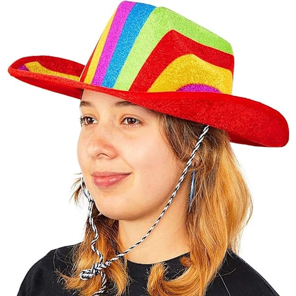 Regnbågsfärgad Cowboyhatt för Prideparad, Maskeradfest (Vuxen, One Size)