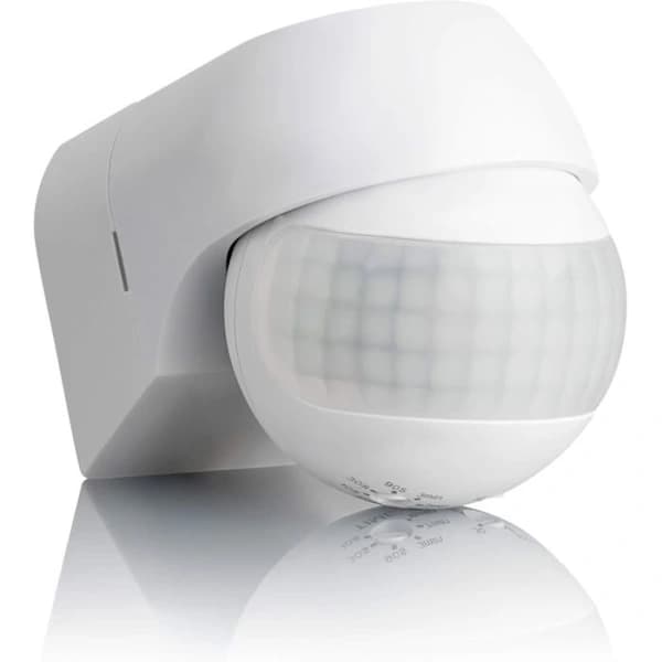 Udendørs bevægelsessensor IP44, overflademonteret, programmerbar, infrarød sensor, rækkevidde 15m/180°, egnet til LED