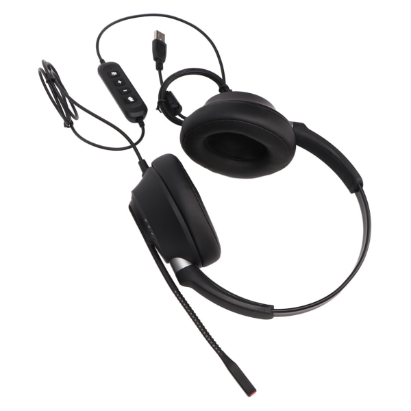 X6D USB 2 Telefon Headset Støjreducerende Højttalerlydstyrkejustering Binaural Business Headset til Call Center