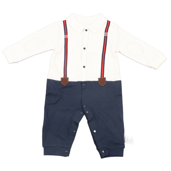 Baby Boy Jumpsuit Langærmede Manchetter med gevind Knaplukning Drengetøj med sløjfe 73 cm
