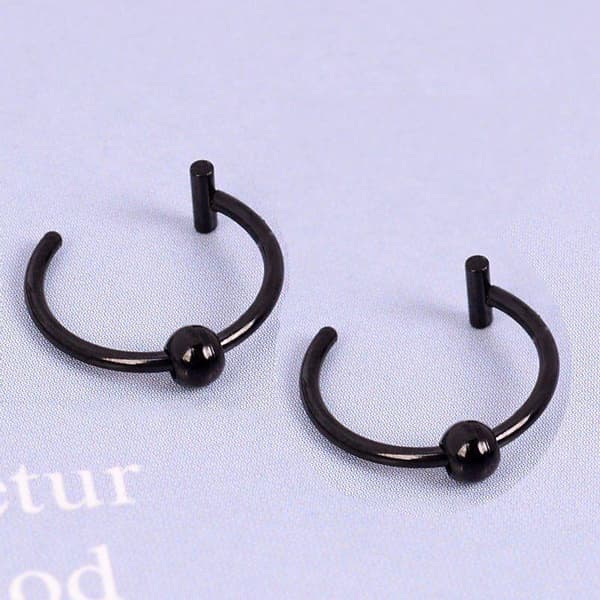 Fakepiercing i rustfrit stål - 8 mm - Sort