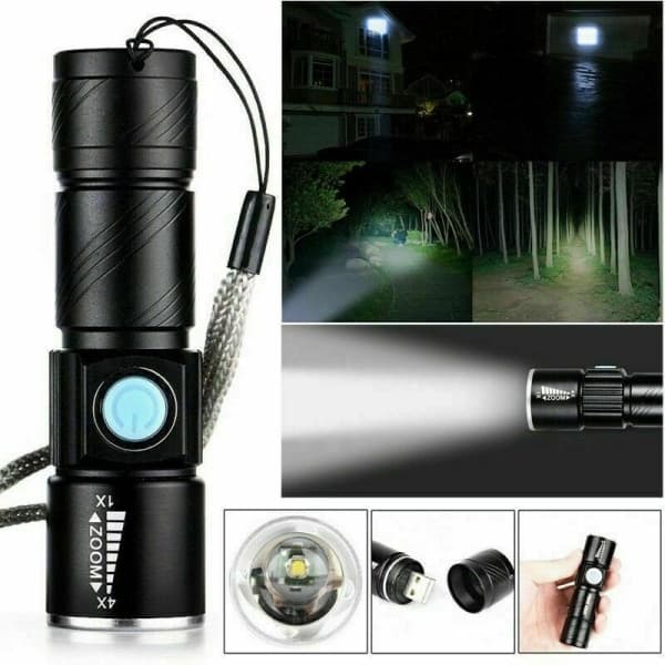 Tehokas 5000 lumenin USB-ladattava taskulamppu
