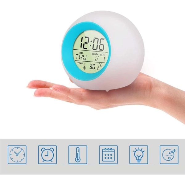 Digital vækkeur til børn LED børnealarm 7