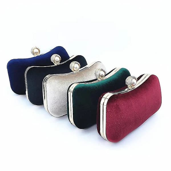 Sammet Bronzad Kvällsväska Retro Clutch - Grön