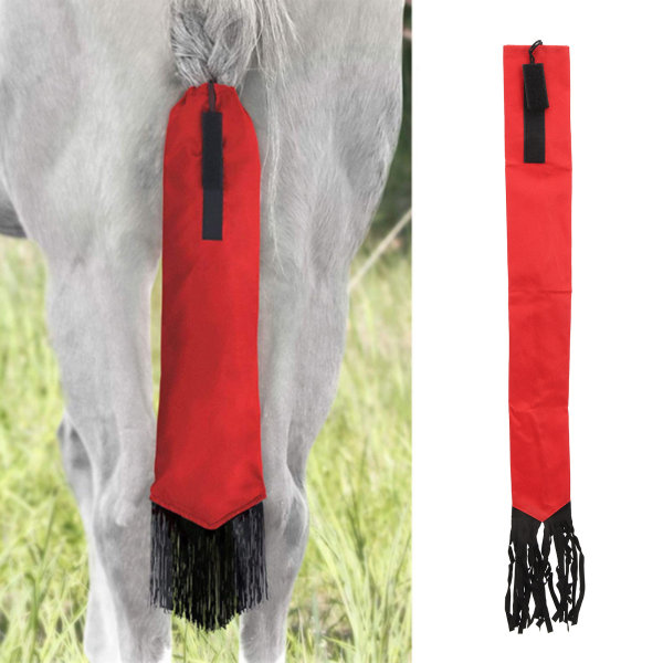 Hestehaletaske Nonwoven stof Vandtæt åndbar hestehalebeskytter med frynser rød