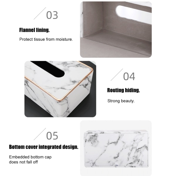 Marmormönster PU-läder Ansiktsvävnadslåda Servetthållare för hemmakontor Bil Automotive Dekoration