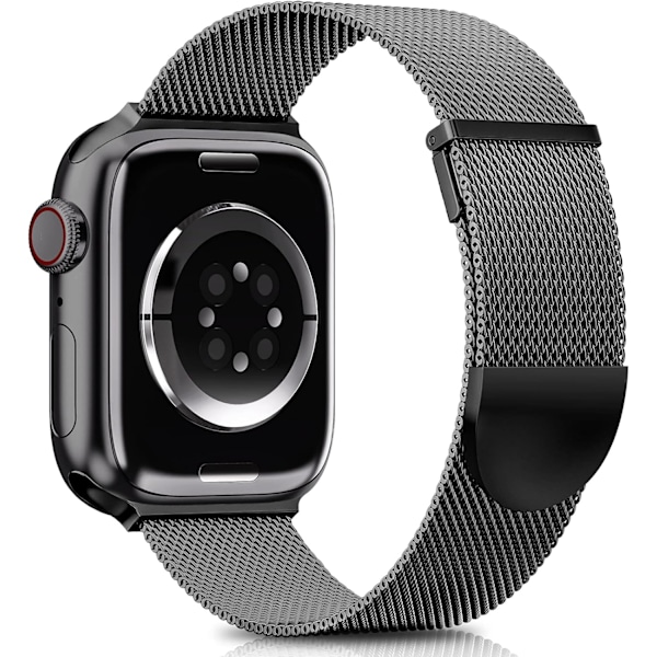 Rem kompatibel med Apple Watch -remmar 41 mm 40 mm 38 mm, dubbelt magnetiskt justerbart ersättningsband för iWatch Series 9 8 SE 7 6 5 4 3 2 1, Svart