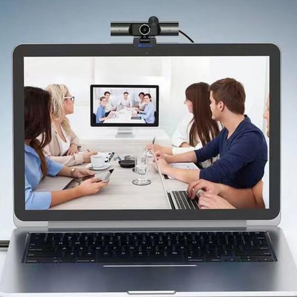 USB-webkamera 2K 30fps Autofokus HiFi-højttaler Støjreduktion Mic Plug and Play PC-kamera til stationær bærbar videochat