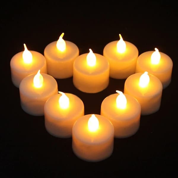 Flameless LED Tealights - With Cr2032 Batteries - Flickering Effect - Warm White 24 Pcs