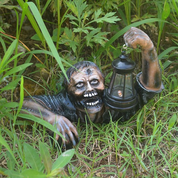 Halloween Spökfestival Zombie Lykta Trädgårdsstatyer Skulptur Utomhusprydnadshantverk