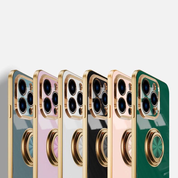 Velegnet til Apple iPhone 15-serien skal plating fingerring beskyttelsesetui Sort iPhone 15 Plus—PA