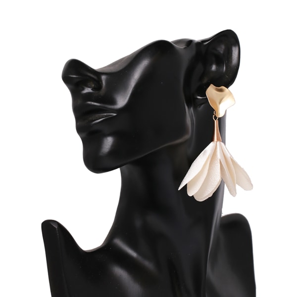 Elegante kvinder piger klud blomster vedhæng øreringe Drop øre tilbehør (hvid)