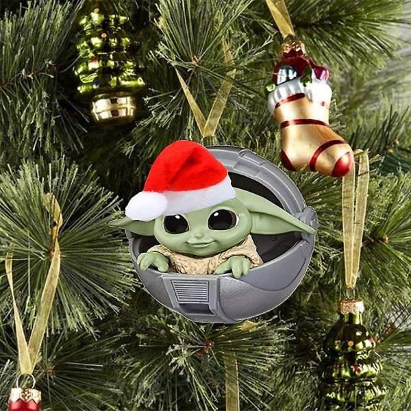 Christmas Baby Yoda Julemanden hænger hængende dekoration julträd hængende tegnet prydnad for soveværelse, stue, kontor A